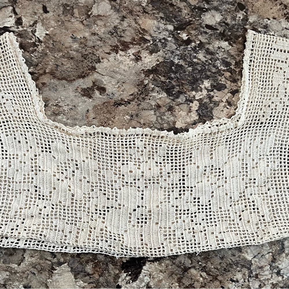 Vintage Crochet Elegant Cream Lace Top for a Slip or Nightgown